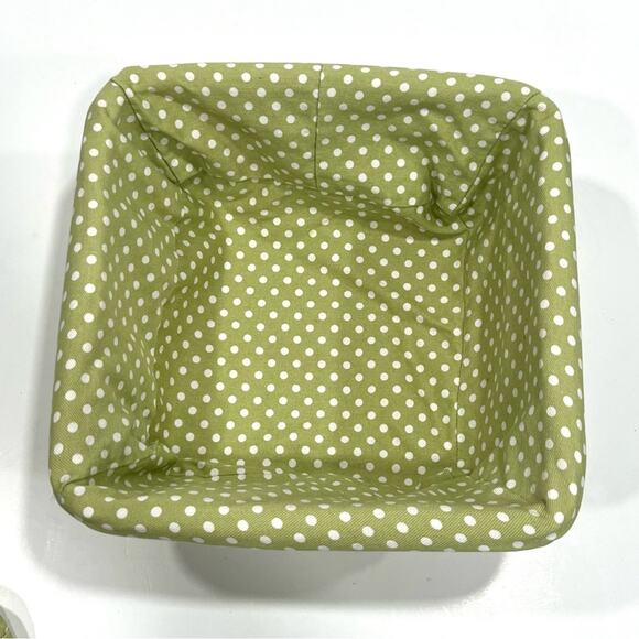 Pottery Barn Kids Green Mini Dot Sabrina basket liner 12”x6” M medium x2 SET - Picture 3 of 9